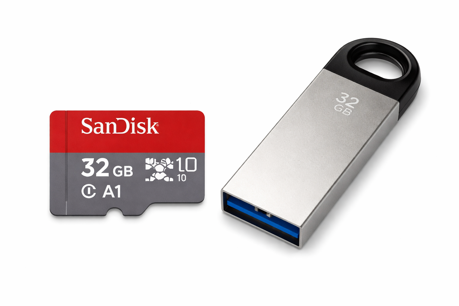 microSD card and USB storage